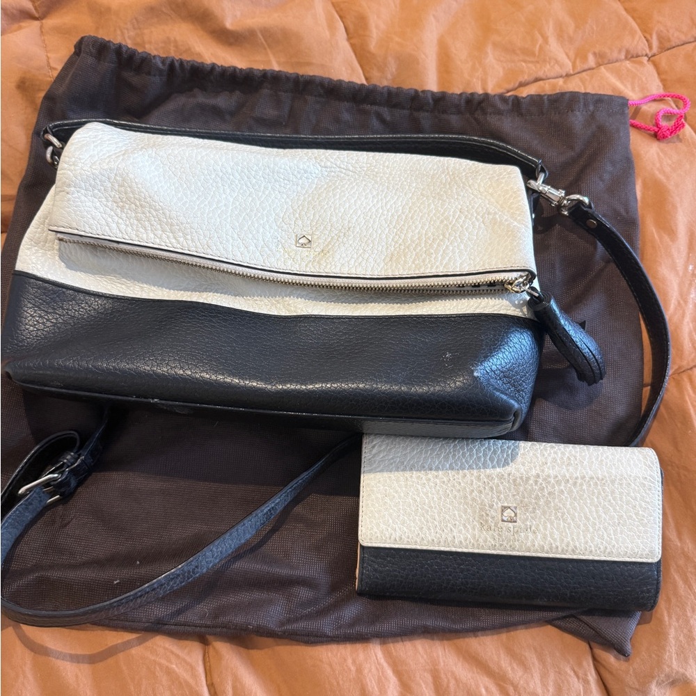 kate spade Black and White Two-Tone Crossbody with Matching Wallet